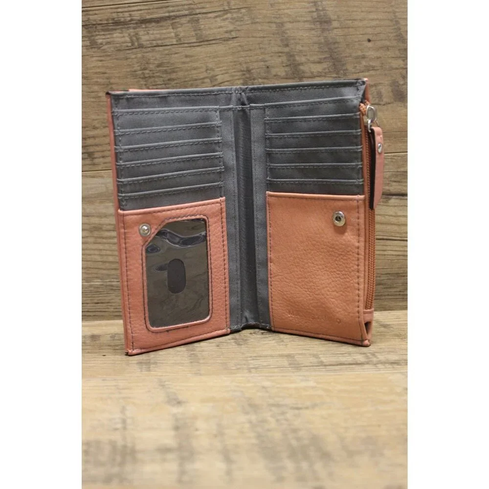 Max Studio‎ women's pink double fold folding clutch wallet